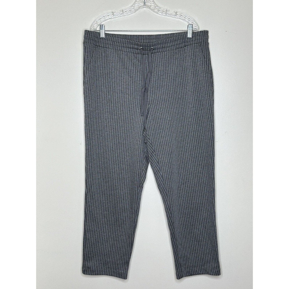 LOFT Gray Pinstripe Ankle Cropped Pants